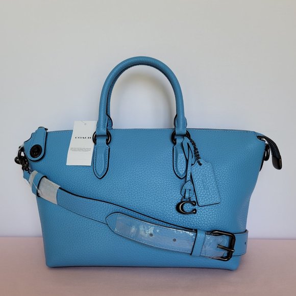 Coach Cara Pebbled Leather Satchel-Pool Color - Picture 1 of 16
